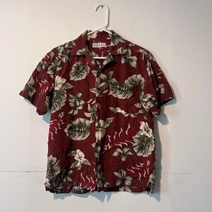 Milano Bay Mens Hawaiian Shirt Size S Brown Floral Rayon Blend Short Sleeve